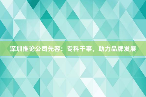 深圳推论公司先容：专科干事，助力品牌发展